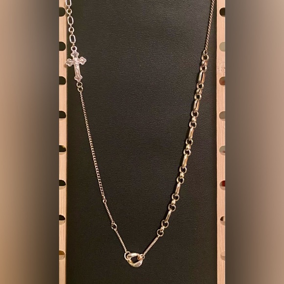 Religious Mulit Chain Design Cross Pendant Link Necklace - Picture 4 of 4